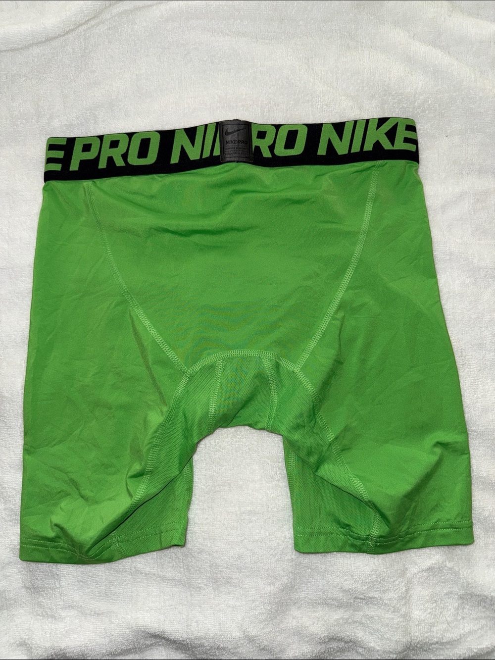 Nike Bright Green Performance Compression Shorts with Black Waistband - Picture 2 of 4